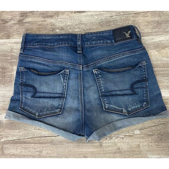 American Eagle Outfitters Hi Rise Shortie Jean Shorts Sz 6 - Picture 2 of 4